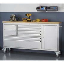 WORK BENCH WORKSHOP GARAGE MOBILE TOOL HEAVY DUTY STEEL DRAWERS STORAGE ... - £1,005.19 GBP