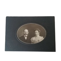 Antique Cabinet Card Found Photo Man &amp; Woman Couple Victorian Handlebar Mustache - £27.63 GBP