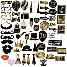 60-Pack 30Th Birthday Photo Booth Props, Birthday Party Supplies, Black ... - $27.99
