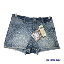 Rewash Womens Blue Denim Distressed Floral Cut-Off Jean Shorts Size 4 26... - $15.43