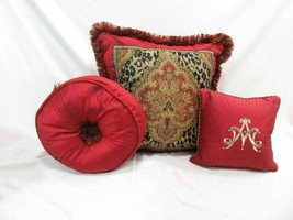Michael Amini Nobel Philippe Leopard Red 3-PC Decorative Pillows - £165.91 GBP