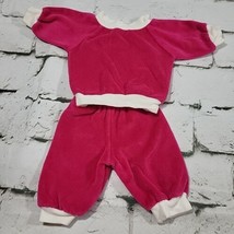 Vintage 80s Handmade 18” Doll Clothes 2Pc Pink Velour Sweat Suit Gym Out... - $11.88