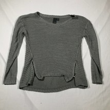 QUINN Sweater Womens S Gray Thick Knit Long Sleeve Zippers Boat Neck Lon... - $19.79