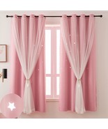 Pink Curtains For Girls Bedroom 2 Panels Cutout Blackout Curtains 63 Inc... - $67.99