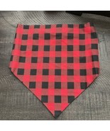 Dog Scarf Slide On Collar Elastic Band Buffalo Plaid Black Red Extra Lar... - $10.68 CAD