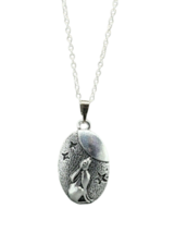 Moon Gazing Hare Pendant s925 Silver Chain Necklace Imbolc Pagan Wiccan &amp; Boxed - £10.66 GBP