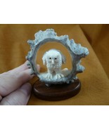 (OWL-W18) white gray Horned Owl shed ANTLER figurine Bali detailed carvi... - $121.31