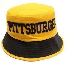 Pittsburgh City Yellow Bucket Golf Fishing Sun Hat Cap Embroidered Text Logo - £10.27 GBP