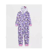 Girls&#39; Hello Kitty Union Suit Purple Zipper Micro Fleece Kuromi Medium 7/8 NWT - £25.98 GBP