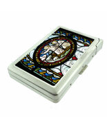 Stainglass Jesus Em2 100's Size Cigarette Case with Built in Lighter Wallet - $21.73