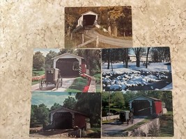 Vintage Lot Of 5 Heart Of Amishland Covered Bridge Postcards Pennsylvania  - £3.93 GBP