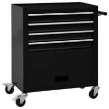 Tool Trolley with 4 Drawers Steel Black - £139.32 GBP