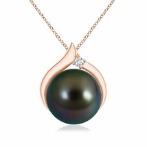 Authenticity Guarantee 
Tahitian Cultured Pearl Solitaire Pendant with Diamon... - £1,038.73 GBP