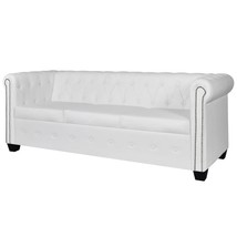  Sofa White Faux leather 3-seater Durable Sofa Rectangular - $668.11 CAD