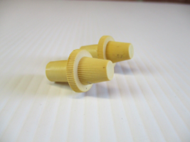 Vintage Pair Radio Knobs Light Yellow  Plastic 1 1/8 in Long - £11.53 GBP