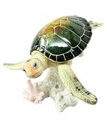 Large Nautical Ocean Colorful Giant Sea Turtle Swimming By White Corals ... - £33.86 GBP