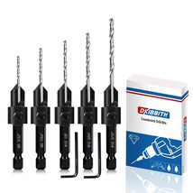 5-Pc Countersink Drill Bit Set, 3In1 Woodworking Counterbore, 2 Allen Wr... - $44.99