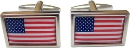 Mens Silver - Plated American Flag United of America USA Old Glory Cufflinks - £15.78 GBP