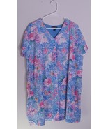 Miss Elaine Relax Blue And Pink Floral Snap Front Robe Women&#39;s Plus Size 2X - $516.19 MXN
