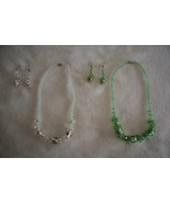 Lot Faceted Plastic Floral Glass Beads Necklace Dangle Hook Earring Gree... - $21.03 CAD