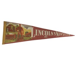Felt Pennant Souvenir Flag 26&quot; Vintage Lincoln&#39;s New Salem Illinois Red - £7.76 GBP
