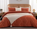 Queen Comforter Set Burnt Orange, Fall Boho Terracotta Lightweight Fluff... - $86.99