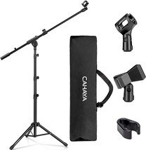 Cahaya Boom Arm Floor Microphone Stand With Carrying Bag And 2 Mic Clips For - £36.18 GBP