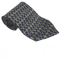 Stanford 100% Silk Navy &amp; Green Geometric Tie Made in Italy - €8,52 EUR