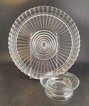 Clear Depression Glass Bullseye Cake Stand w/Separate Matching Pediment ... - £17.20 GBP