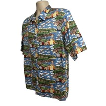Reyn Spooner Guy Buffet Vintage Blue Hawaiian Button Up Shirt Medium Hawaii USA - £55.38 GBP