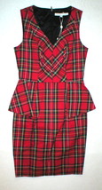 New Womens 2 NWT Designer Trina Turk Plaid Red Yellow Black Tartan Shift... - $485.09