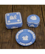 Vintage Wedgewood Blue Jasperware Trinket Lot | Jewelry Boxes and Ashtray - $135.82 CAD