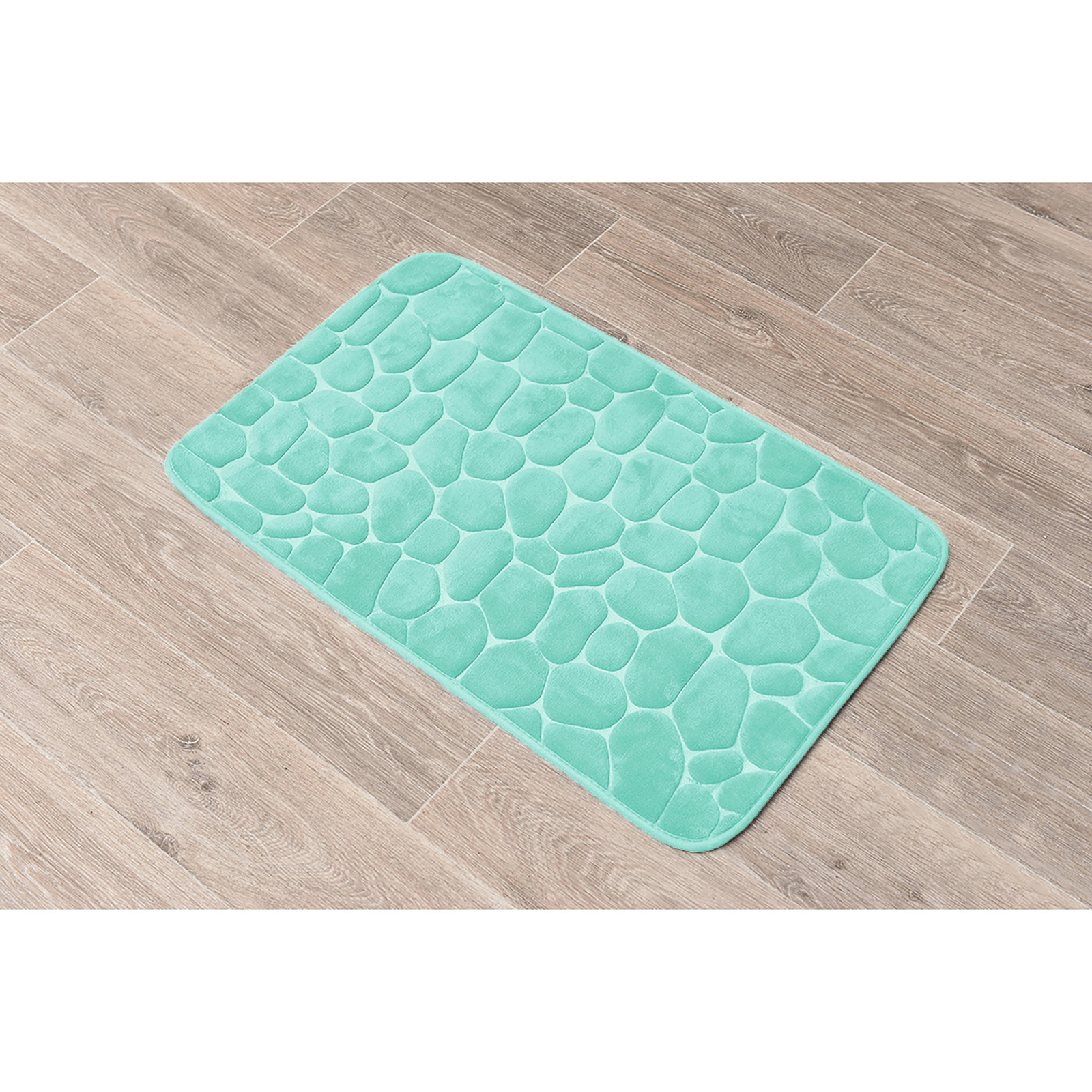 Bath Rug Memory Foam Mat 3D Pebble Aqua Blue 32"L x 20"W