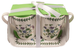 Portmeirion Botanic Garden Sweet Violet Mugs Melamine Tray Set Floral Bu... - $421.85 MXN