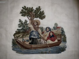 UnFramed Damage Renaissance Women Boat River Lake Art Needlepoint - £40.02 GBP