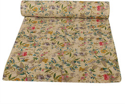 Indian Cotton Handmade Floral Print Kantha Quilt Bedding Bedspread Blanket Throw - £15.33 GBP+