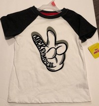 Mickey Mouse Peace Sign Shirt  New Black and White - £11.47 GBP