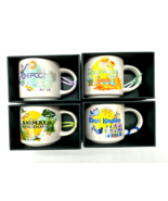 Disney Starbucks Discovery Series Mug Ornaments SET 4 Parks EPCOT MK AK ... - £83.28 GBP