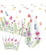 4 Pack Spring Floral Tablecloth Wild Flowers Table Cloth Plastic Spring ... - $11.13