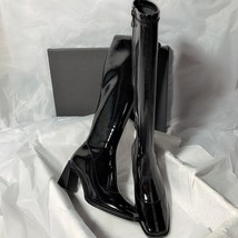 Patent Leather High Heels Long Boots Women Autumn Square Toe Knee-high Botas Wom - £36.84 GBP