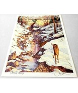 Christmas Morning Art Print Deer and Train Station By Ken Harris - £3.89 GBP