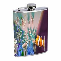 Clown Jelly Fish Hip Flask Stainless Steel 8 Oz Silver Drinking Whiskey Spirits  - £7.95 GBP