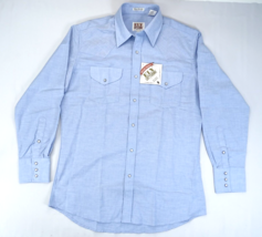 New Ely Cattleman Pearl Snap Shirt Mens Size 15.5 Blue Long Sleeve Western - $18.95