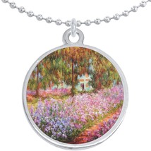 The Artist Garden at Giverny Round Pendant Necklace Beautiful Fashion Jewelry - £8.51 GBP