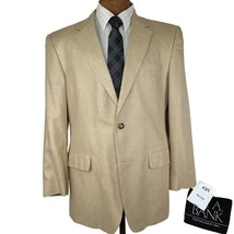 Jos A Bank Wool Silk Beige Two Button Blazer Sport Coat Mens 43R - $75.73