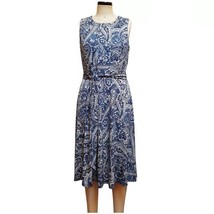 Charter Club Womens S Blue White Paisley Print Tie Waist Midi Dress NWT CV88 - £35.24 GBP
