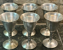 Lemsa Silver Plated Wine Goblet (6) E.P,B. 1 Twisted Stem Spain 5-1/8&quot; x 2-3/4&quot; - £33.49 GBP