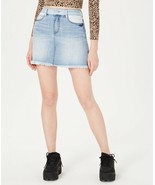 Dollhouse women Juniors&#39; Two-Tone Jean mini Skirt Raw hem - £7.68 GBP