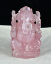 Pink Natural Rose Quartz Lord Ganesha 5&quot; 4925 Ct Divine Gemstone Statue ... - £253.26 GBP
