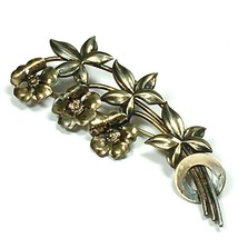 Vintage Brooch Pin  Art Nouveau Flower Bouquet Gold Filled Patina - $26.00